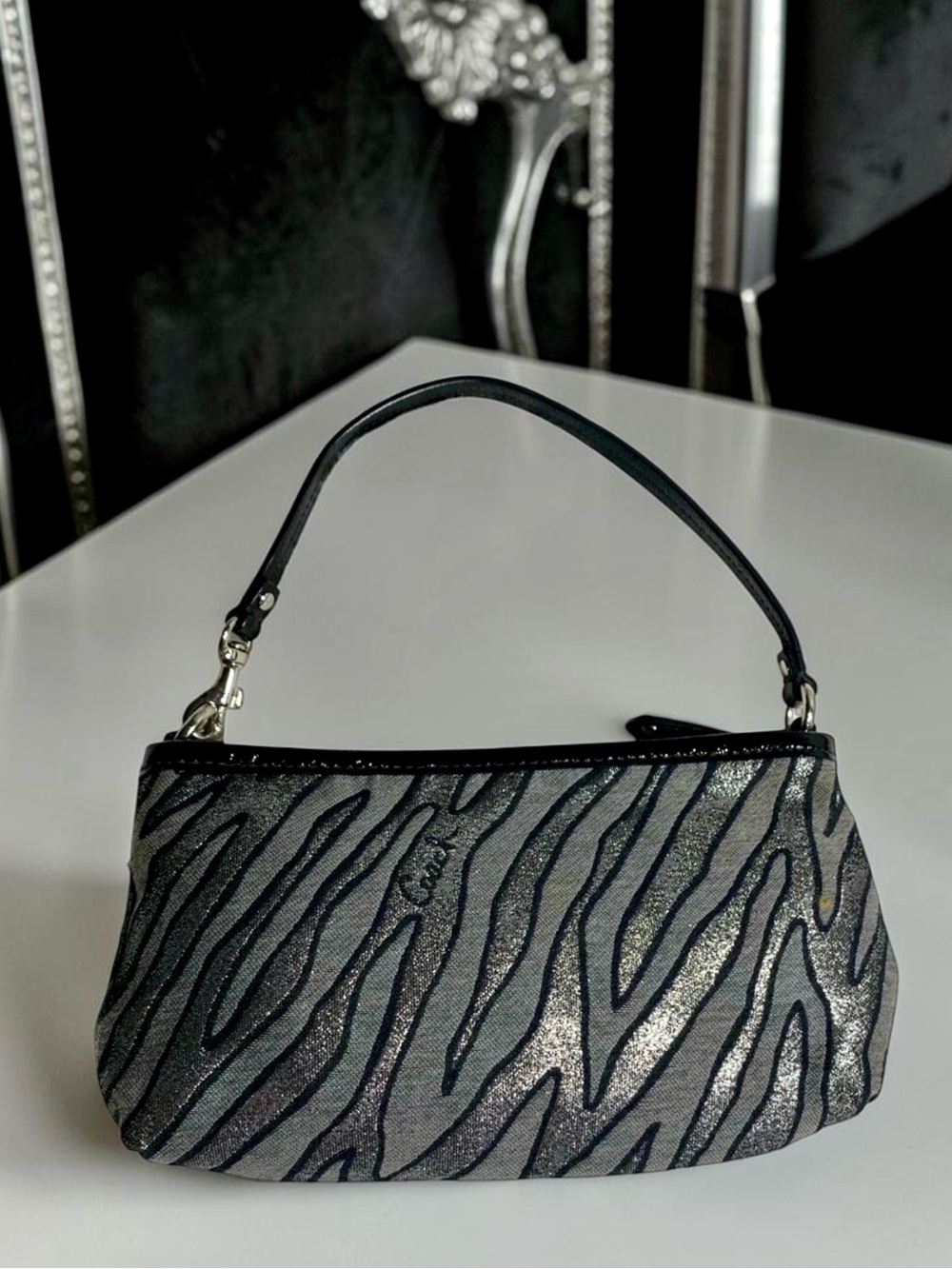 COACH Madison Zebra Print Large Clutch/Wristlet Metallic Y2K Glam - Picture 3 of 6